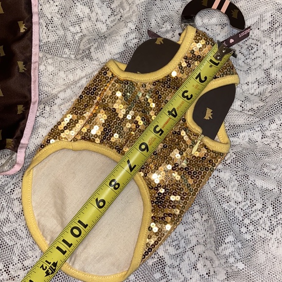 Y2K JUICY COUTURE GOLD SEQUIN DOG TEE SHIRT SZ MEDIUM NEW SUPERHERO COSTUME CAPE - Picture 6 of 11